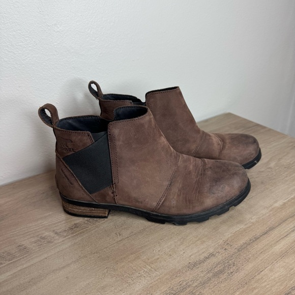 Sorel Women's Emelie Chelsea Boots Waterproof Blackened Brown Size 8.5 - Picture 2 of 10
